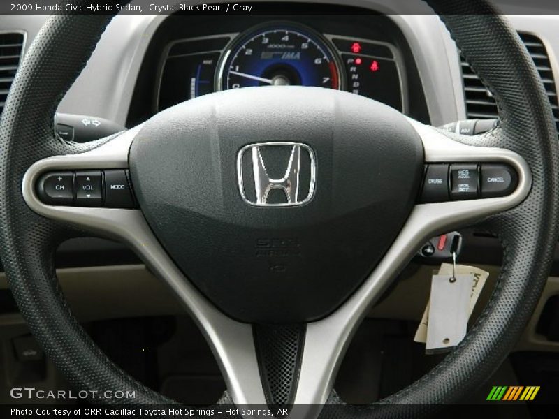 Crystal Black Pearl / Gray 2009 Honda Civic Hybrid Sedan