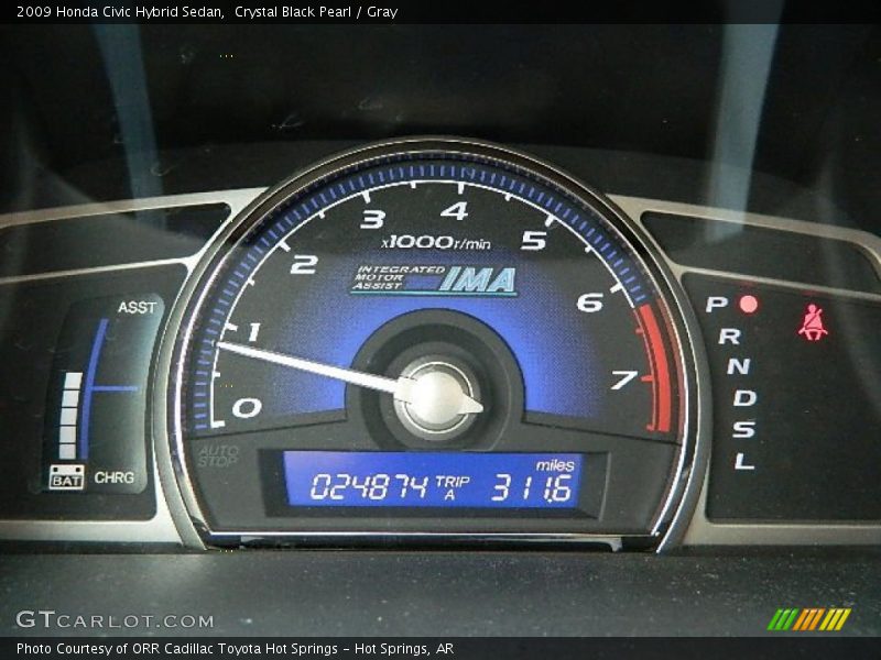 Crystal Black Pearl / Gray 2009 Honda Civic Hybrid Sedan