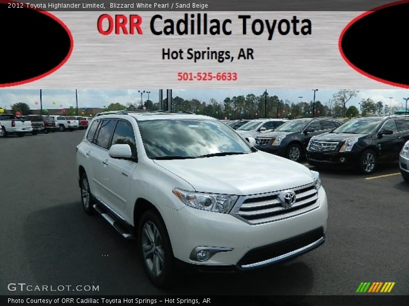Blizzard White Pearl / Sand Beige 2012 Toyota Highlander Limited