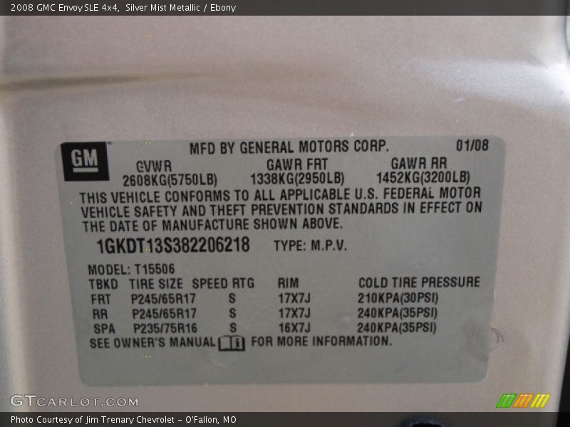 Silver Mist Metallic / Ebony 2008 GMC Envoy SLE 4x4