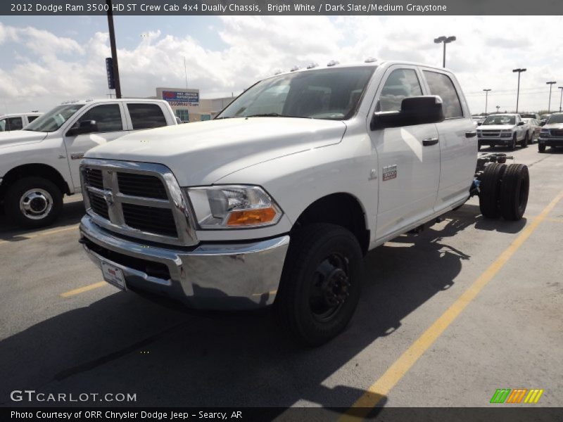 Bright White / Dark Slate/Medium Graystone 2012 Dodge Ram 3500 HD ST Crew Cab 4x4 Dually Chassis