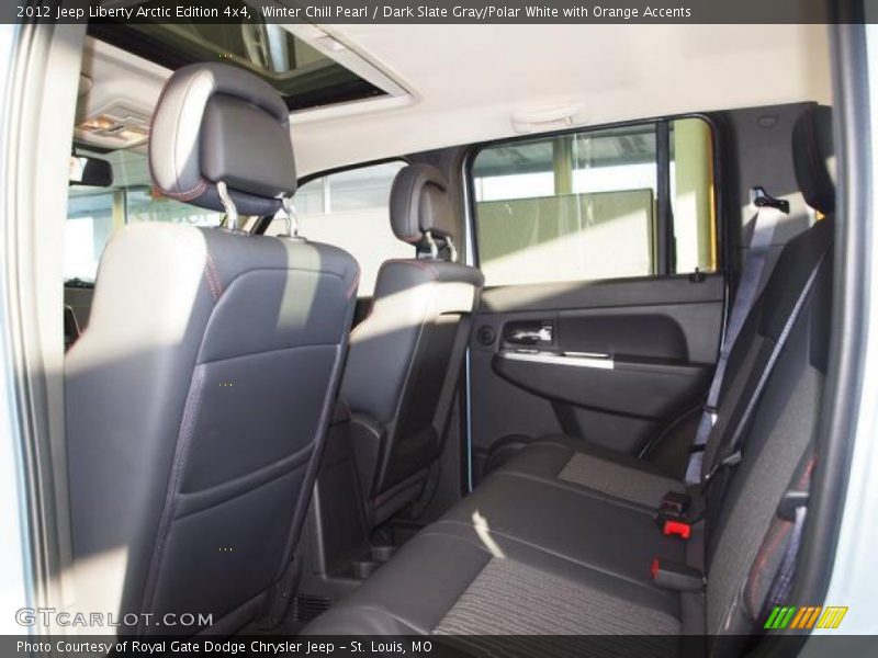 Winter Chill Pearl / Dark Slate Gray/Polar White with Orange Accents 2012 Jeep Liberty Arctic Edition 4x4