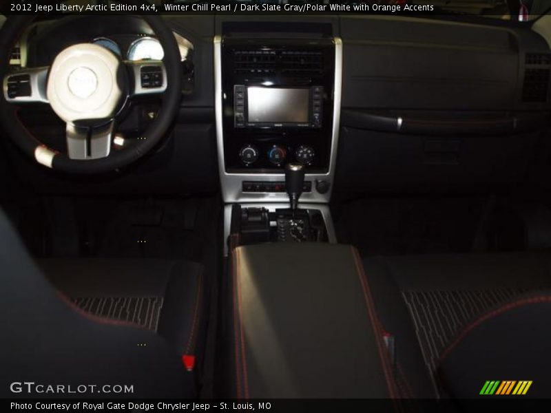 Winter Chill Pearl / Dark Slate Gray/Polar White with Orange Accents 2012 Jeep Liberty Arctic Edition 4x4