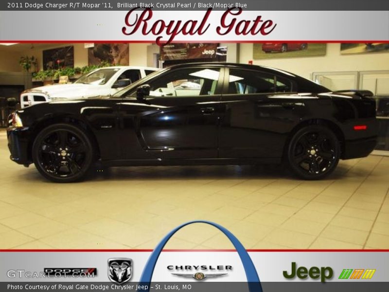 Brilliant Black Crystal Pearl / Black/Mopar Blue 2011 Dodge Charger R/T Mopar '11
