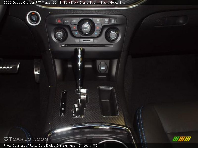 Brilliant Black Crystal Pearl / Black/Mopar Blue 2011 Dodge Charger R/T Mopar '11