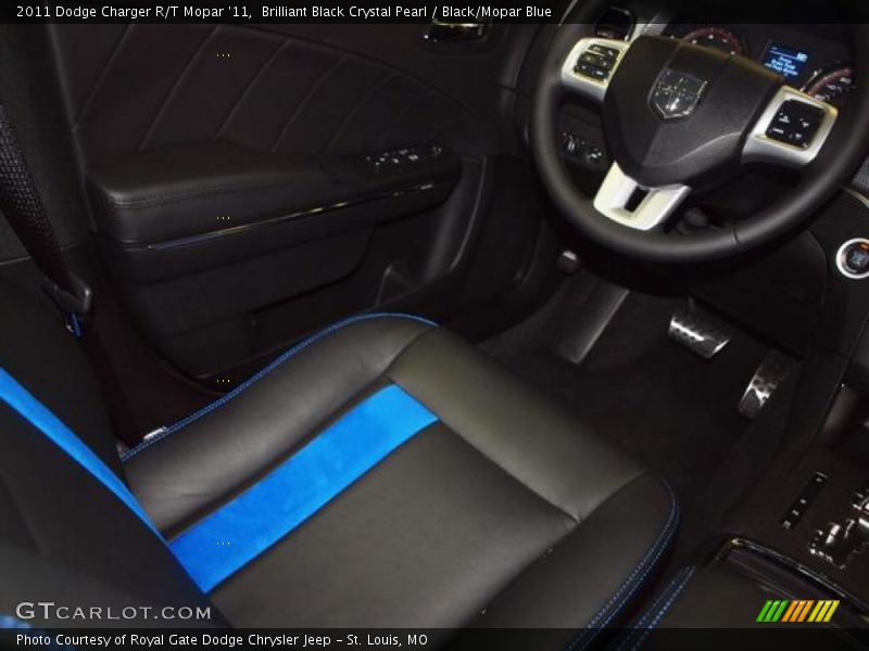 Brilliant Black Crystal Pearl / Black/Mopar Blue 2011 Dodge Charger R/T Mopar '11