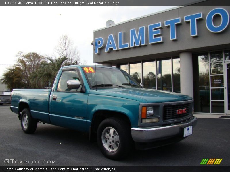 Bright Teal Metallic / Beige 1994 GMC Sierra 1500 SLE Regular Cab