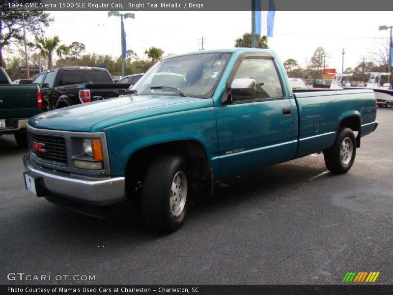 Bright Teal Metallic / Beige 1994 GMC Sierra 1500 SLE Regular Cab