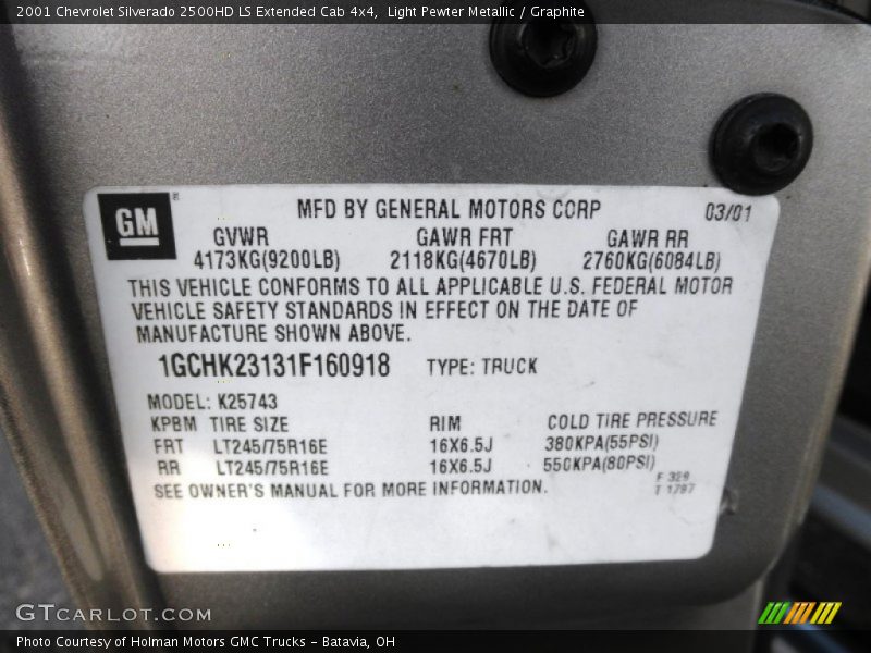 Light Pewter Metallic / Graphite 2001 Chevrolet Silverado 2500HD LS Extended Cab 4x4