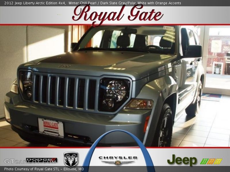 Winter Chill Pearl / Dark Slate Gray/Polar White with Orange Accents 2012 Jeep Liberty Arctic Edition 4x4