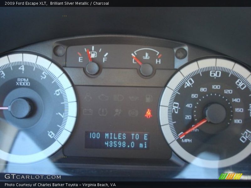 Brilliant Silver Metallic / Charcoal 2009 Ford Escape XLT