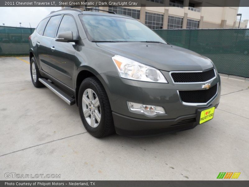 Steel Green Metallic / Dark Gray/Light Gray 2011 Chevrolet Traverse LT