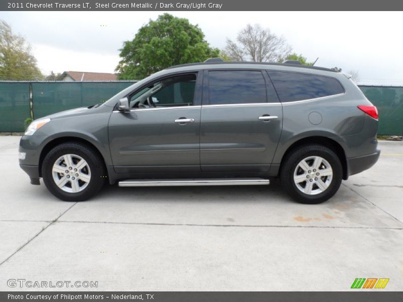 Steel Green Metallic / Dark Gray/Light Gray 2011 Chevrolet Traverse LT