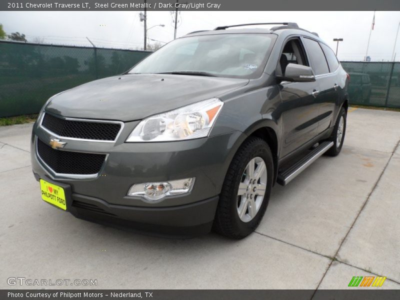 Steel Green Metallic / Dark Gray/Light Gray 2011 Chevrolet Traverse LT