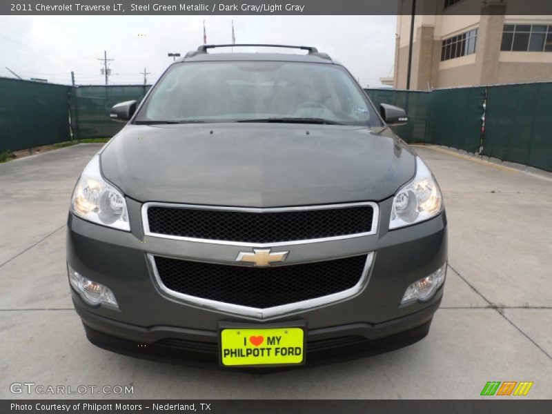 Steel Green Metallic / Dark Gray/Light Gray 2011 Chevrolet Traverse LT