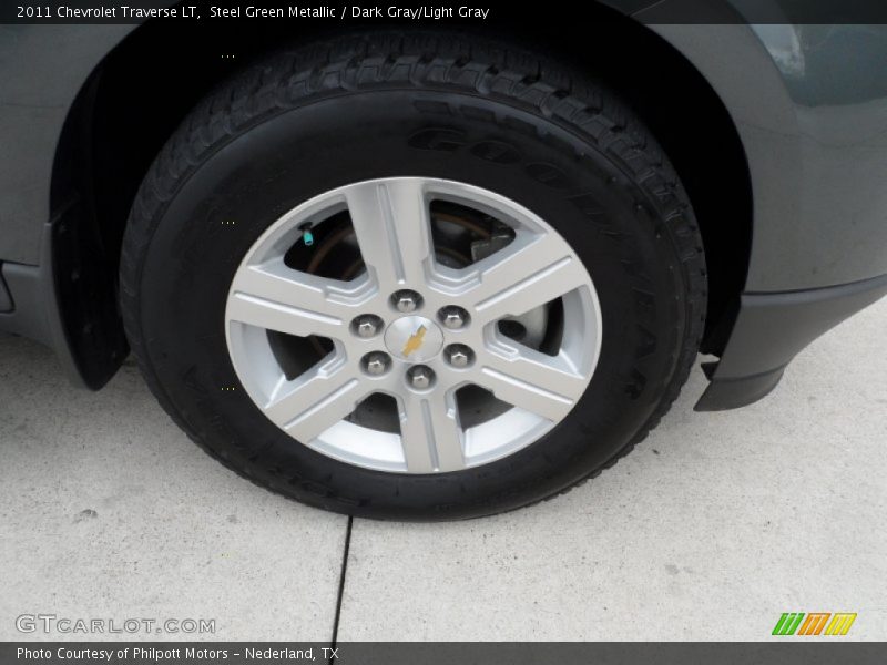 Steel Green Metallic / Dark Gray/Light Gray 2011 Chevrolet Traverse LT