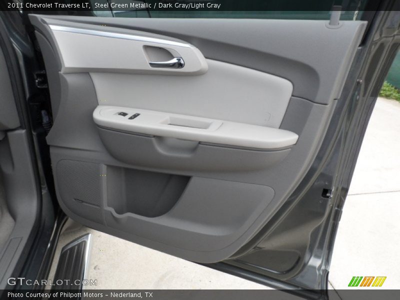 Steel Green Metallic / Dark Gray/Light Gray 2011 Chevrolet Traverse LT