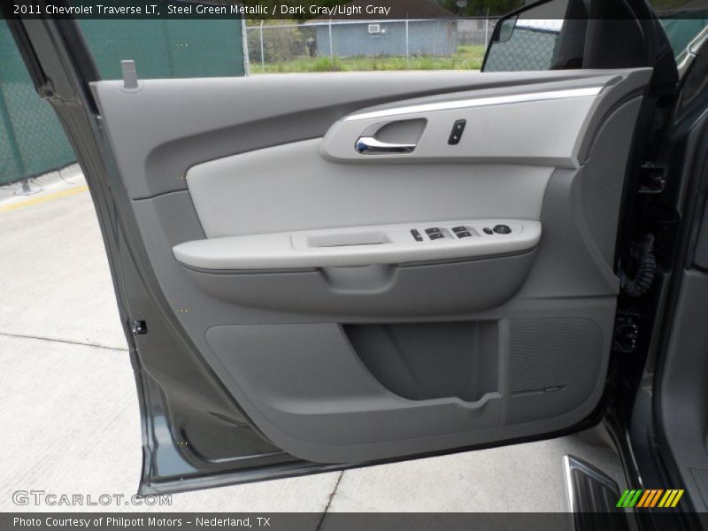 Steel Green Metallic / Dark Gray/Light Gray 2011 Chevrolet Traverse LT