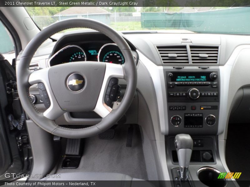 Steel Green Metallic / Dark Gray/Light Gray 2011 Chevrolet Traverse LT