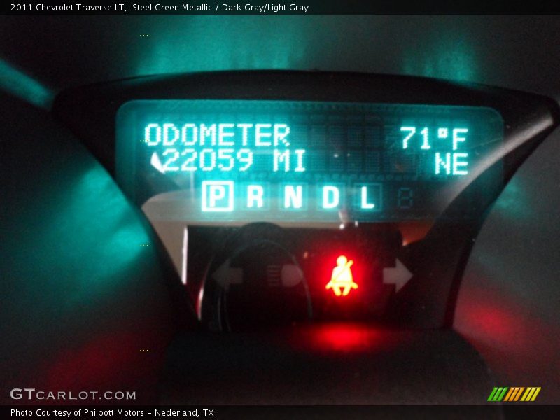 Steel Green Metallic / Dark Gray/Light Gray 2011 Chevrolet Traverse LT