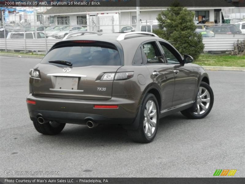Beryllium 16 Metallic / Brick 2008 Infiniti FX 35 AWD