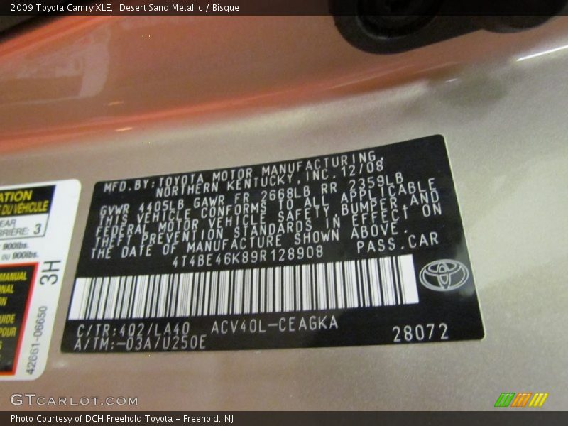 Desert Sand Metallic / Bisque 2009 Toyota Camry XLE