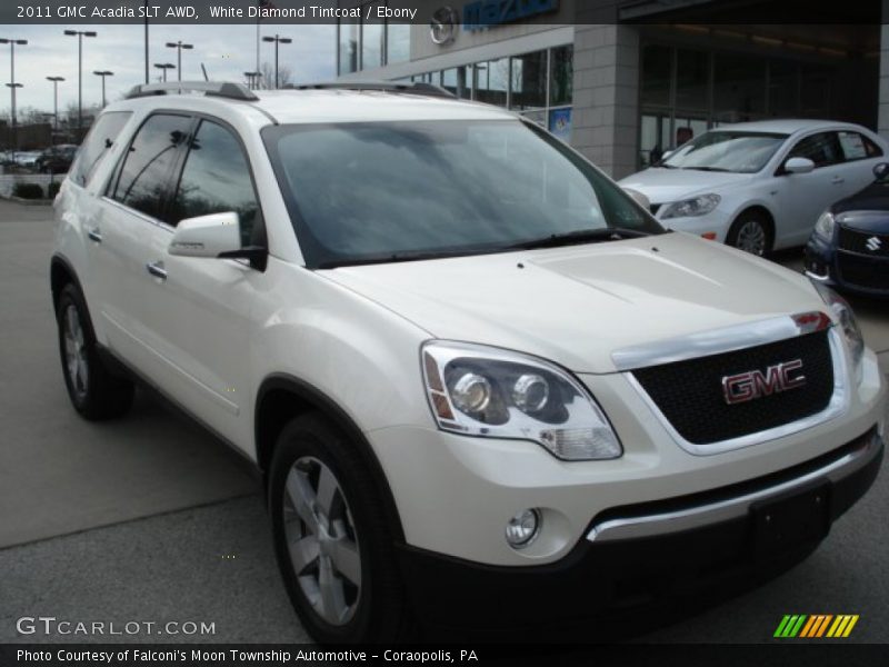 White Diamond Tintcoat / Ebony 2011 GMC Acadia SLT AWD