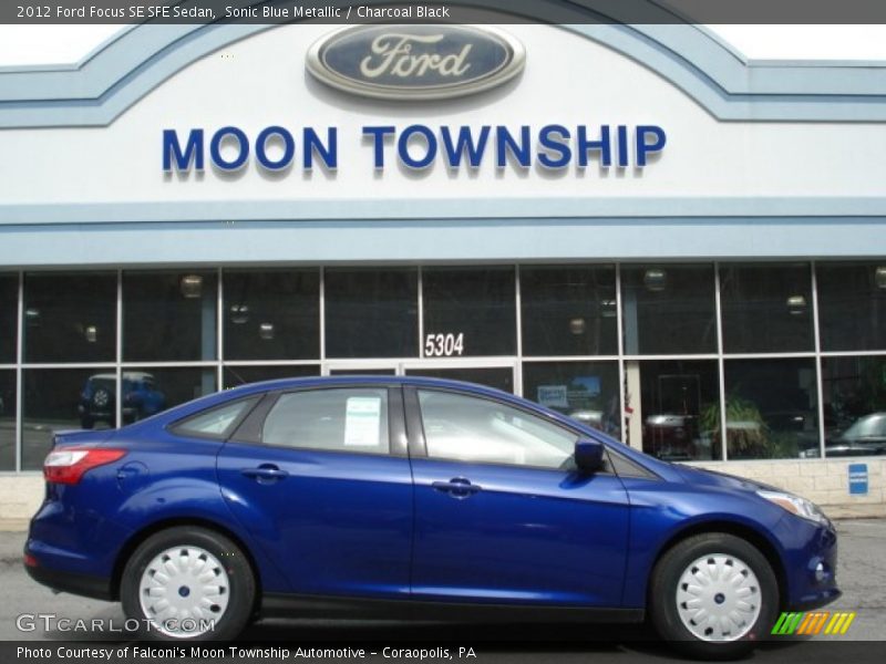 Sonic Blue Metallic / Charcoal Black 2012 Ford Focus SE SFE Sedan
