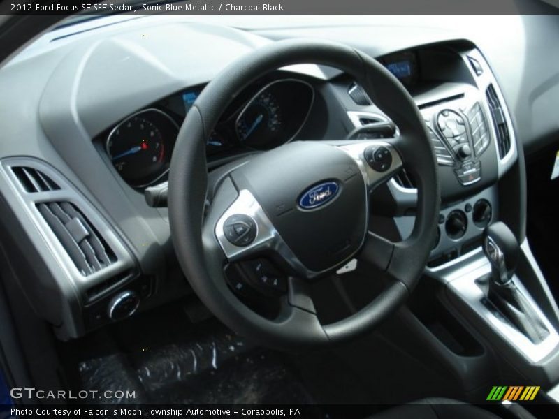 Sonic Blue Metallic / Charcoal Black 2012 Ford Focus SE SFE Sedan