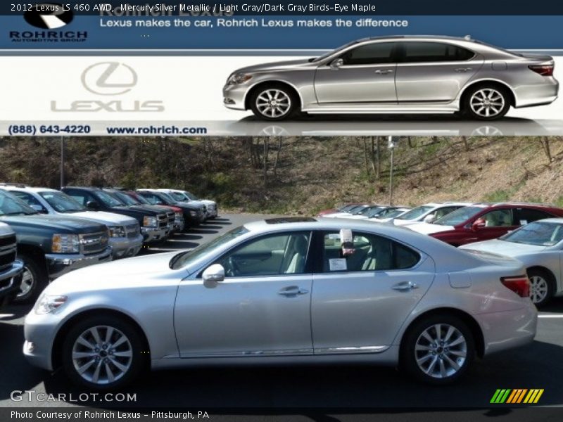 Mercury Silver Metallic / Light Gray/Dark Gray Birds-Eye Maple 2012 Lexus LS 460 AWD