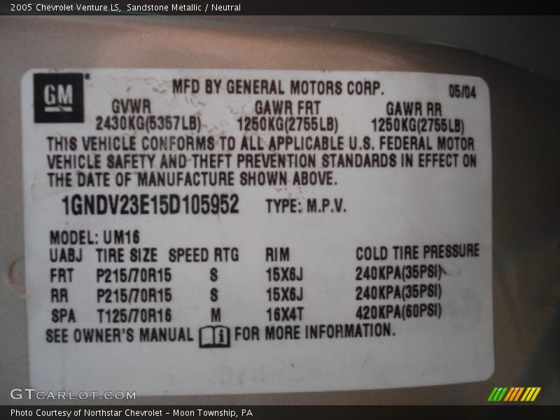 Sandstone Metallic / Neutral 2005 Chevrolet Venture LS