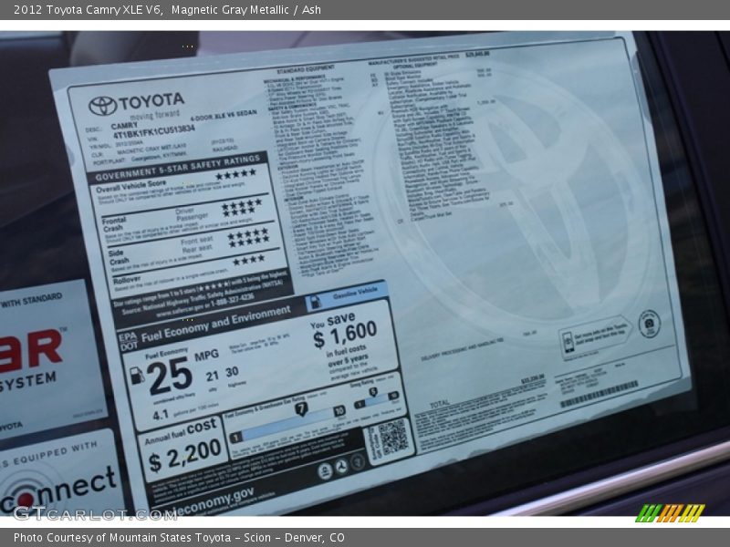 Magnetic Gray Metallic / Ash 2012 Toyota Camry XLE V6