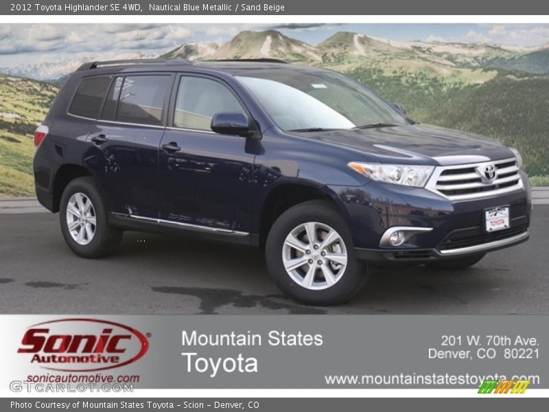 Nautical Blue Metallic / Sand Beige 2012 Toyota Highlander SE 4WD