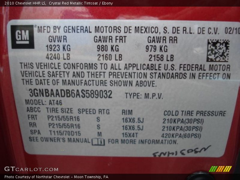 Crystal Red Metallic Tintcoat / Ebony 2010 Chevrolet HHR LS