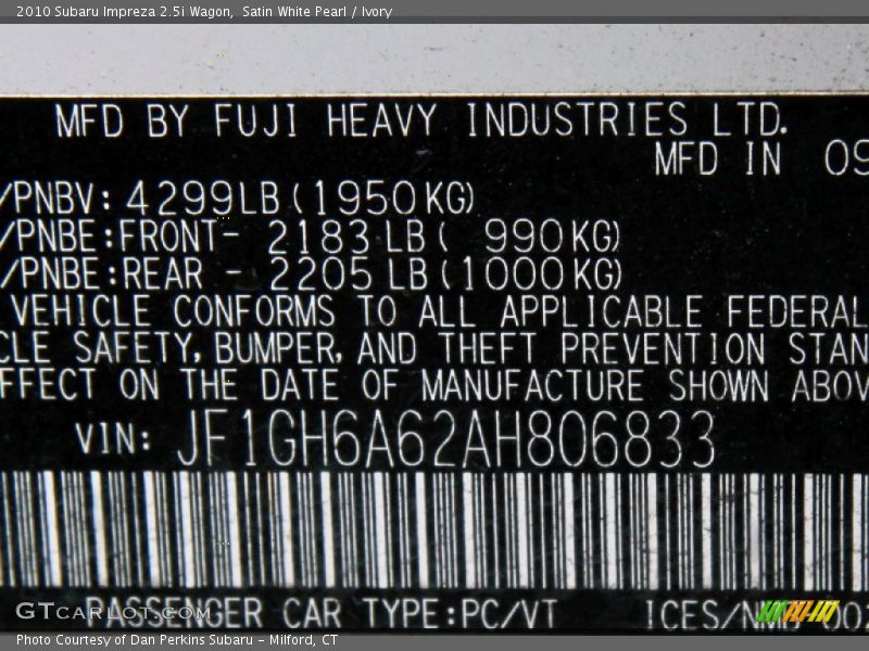 Satin White Pearl / Ivory 2010 Subaru Impreza 2.5i Wagon