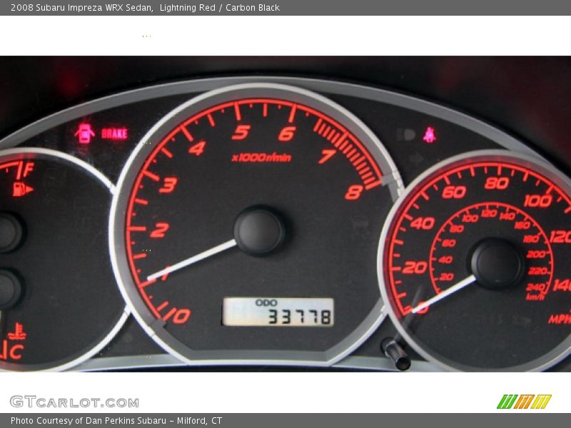 Lightning Red / Carbon Black 2008 Subaru Impreza WRX Sedan