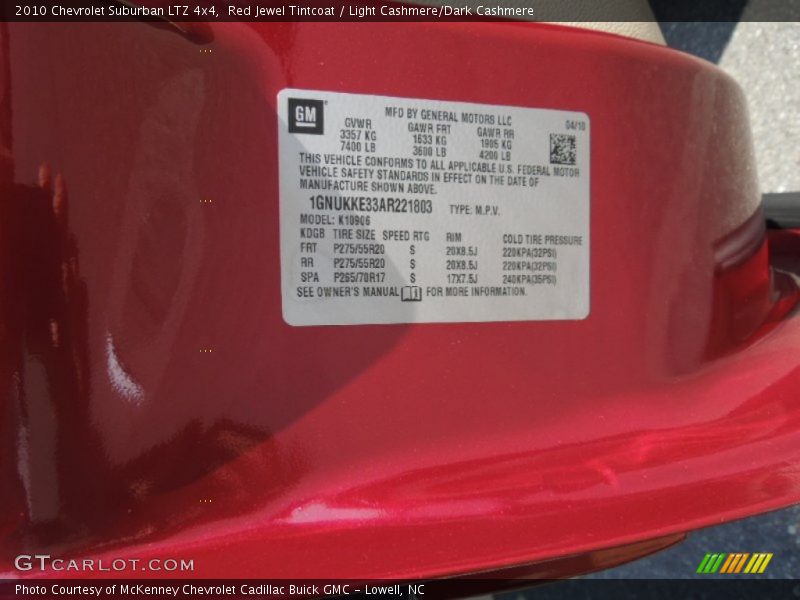 Red Jewel Tintcoat / Light Cashmere/Dark Cashmere 2010 Chevrolet Suburban LTZ 4x4