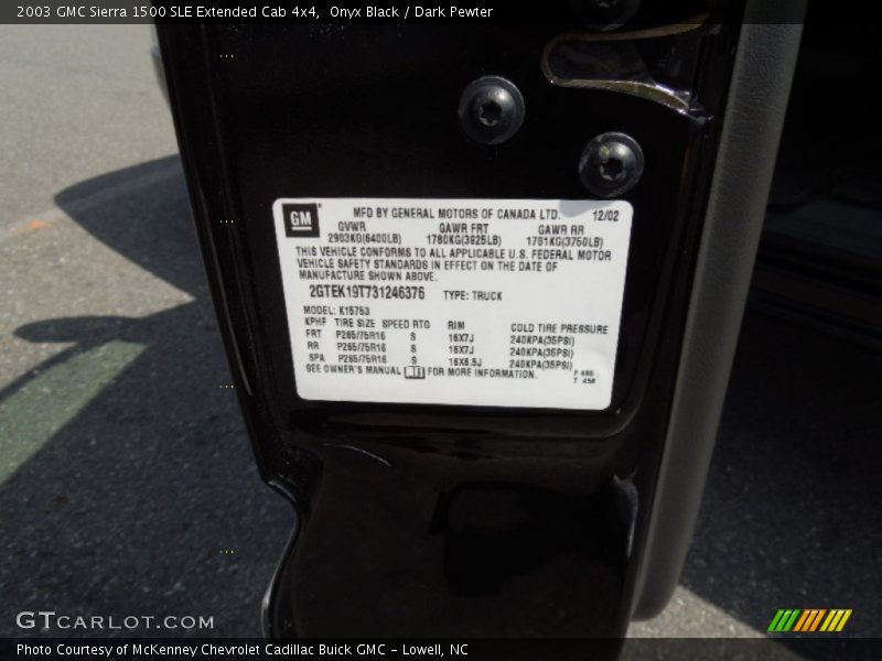Onyx Black / Dark Pewter 2003 GMC Sierra 1500 SLE Extended Cab 4x4