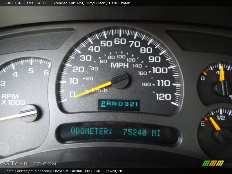 Onyx Black / Dark Pewter 2003 GMC Sierra 1500 SLE Extended Cab 4x4