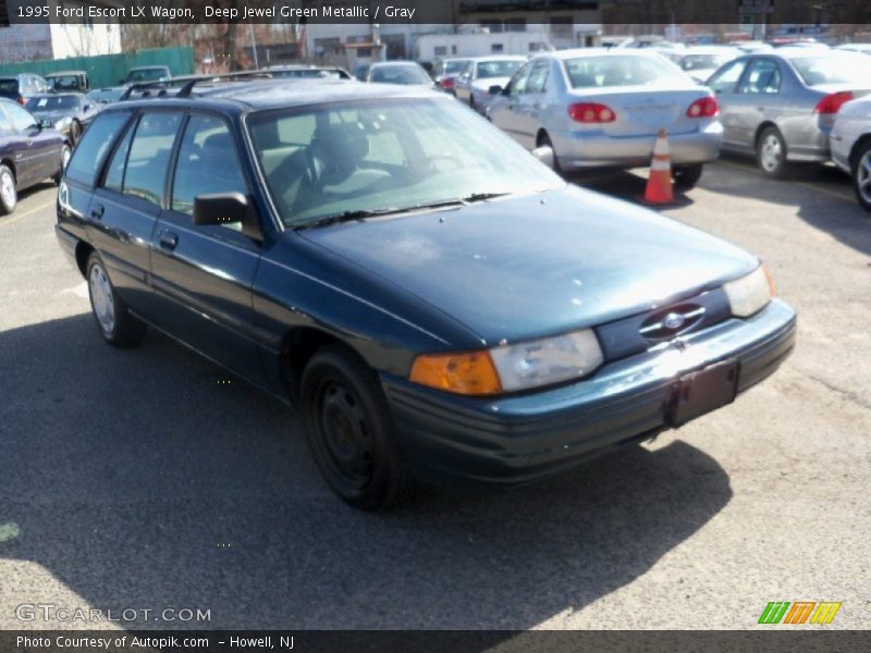 Deep Jewel Green Metallic / Gray 1995 Ford Escort LX Wagon