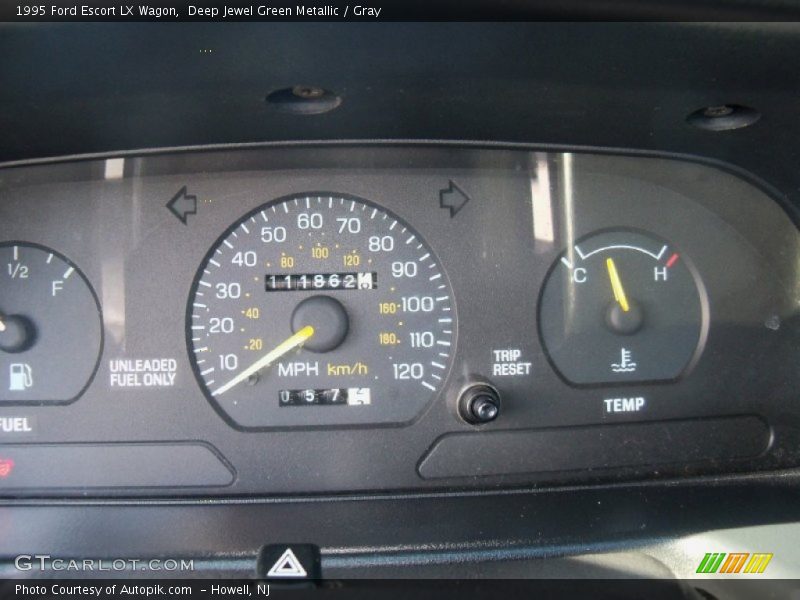 Deep Jewel Green Metallic / Gray 1995 Ford Escort LX Wagon
