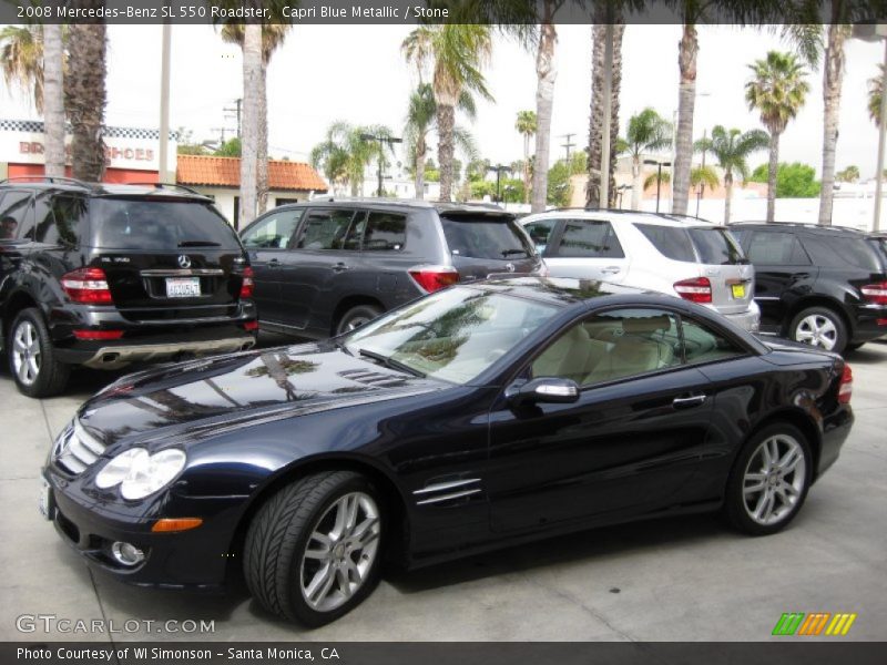 Capri Blue Metallic / Stone 2008 Mercedes-Benz SL 550 Roadster