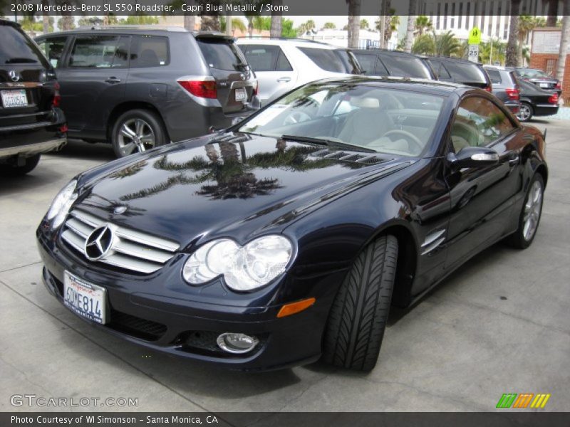 Capri Blue Metallic / Stone 2008 Mercedes-Benz SL 550 Roadster