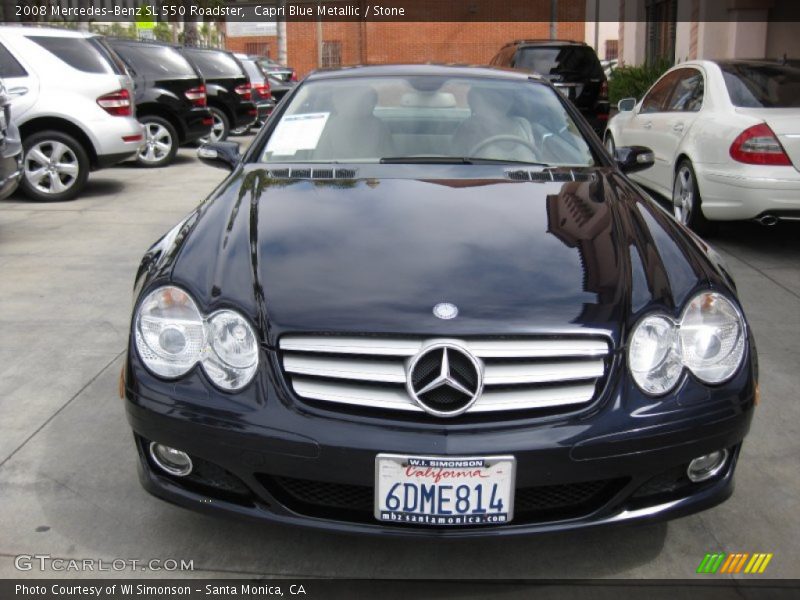 Capri Blue Metallic / Stone 2008 Mercedes-Benz SL 550 Roadster