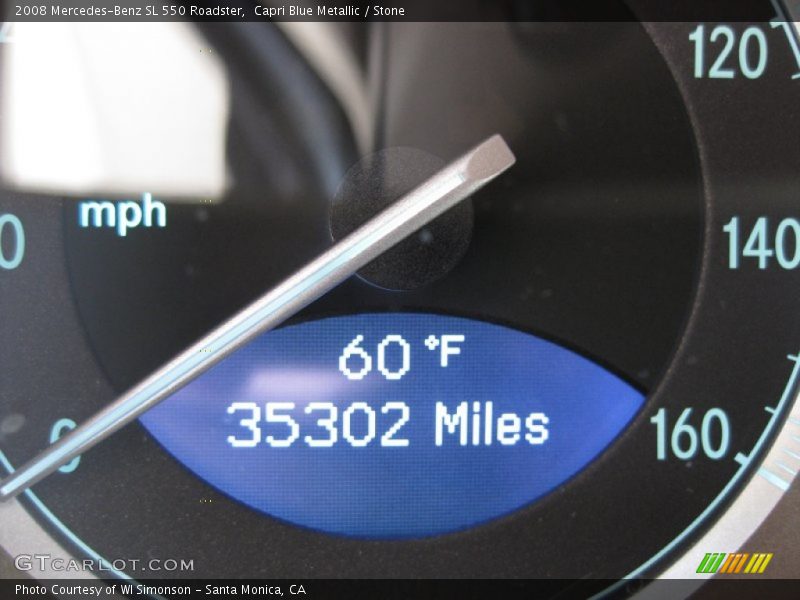 Capri Blue Metallic / Stone 2008 Mercedes-Benz SL 550 Roadster