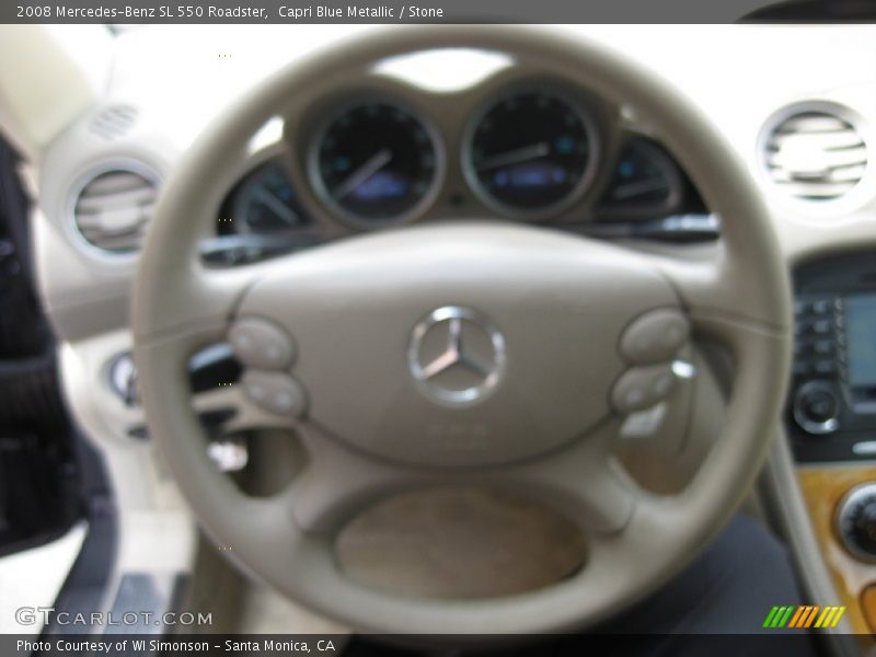 Capri Blue Metallic / Stone 2008 Mercedes-Benz SL 550 Roadster