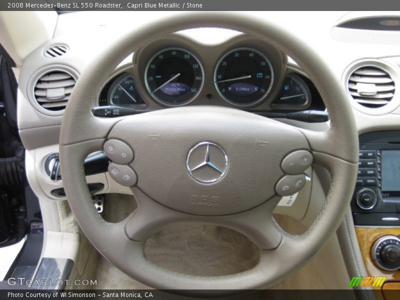 Capri Blue Metallic / Stone 2008 Mercedes-Benz SL 550 Roadster