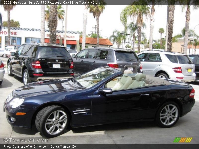 Capri Blue Metallic / Stone 2008 Mercedes-Benz SL 550 Roadster
