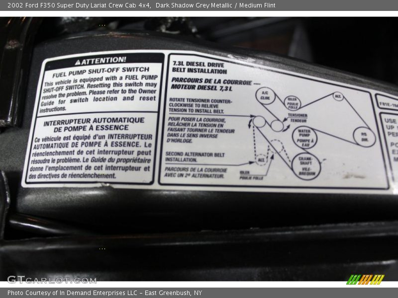 Info Tag of 2002 F350 Super Duty Lariat Crew Cab 4x4