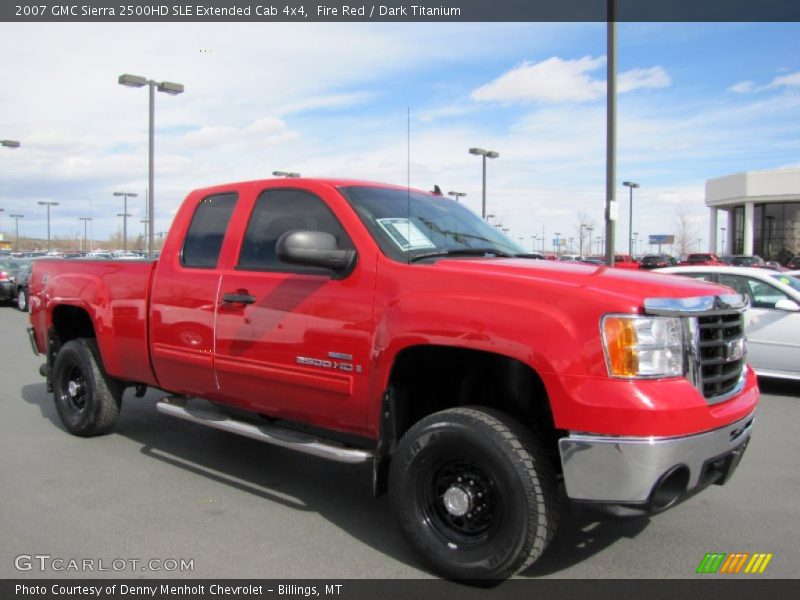 Fire Red / Dark Titanium 2007 GMC Sierra 2500HD SLE Extended Cab 4x4